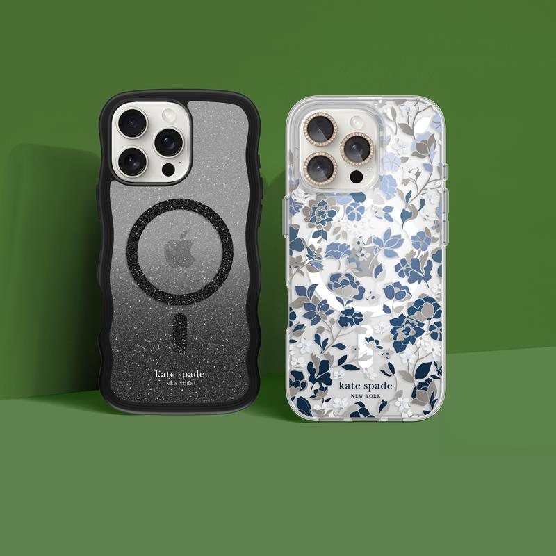 Kate Spade New York Apsauginis MagSafe dėklas "Protective Gems" – skirtas iPhone 16 Pro Max (Gėlių lysvės mėlyna)