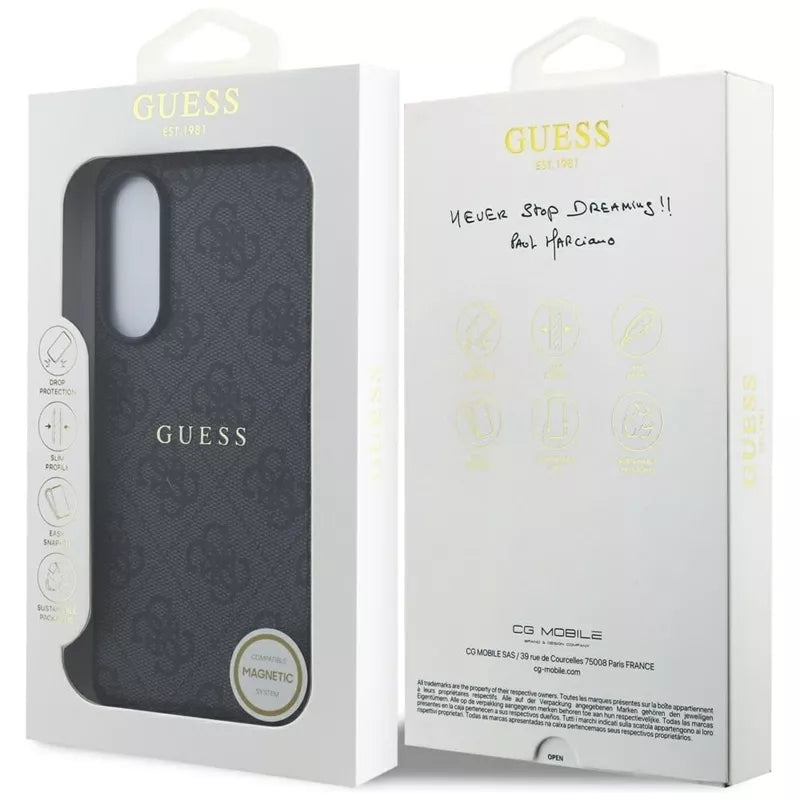 Guess 4G Ring Classic Logo MagSafe - Dėklas Samsung Galaxy S25 Edge (juodas)