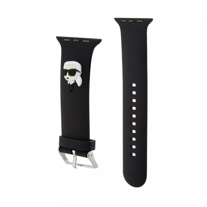 Karl Lagerfeld 3D guminis Karl galvos NFT - Apple Watch 42/44/45/49 mm dirželis (juodas)