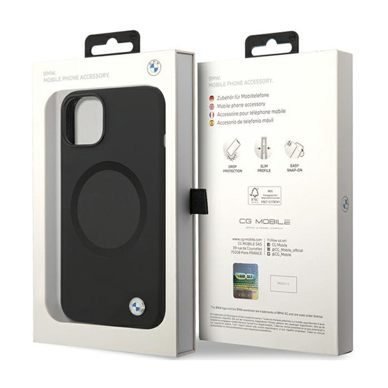 BMW Signature Liquid Silicone MagSafe – dėklas, skirtas „iPhone 14“ (juodas)