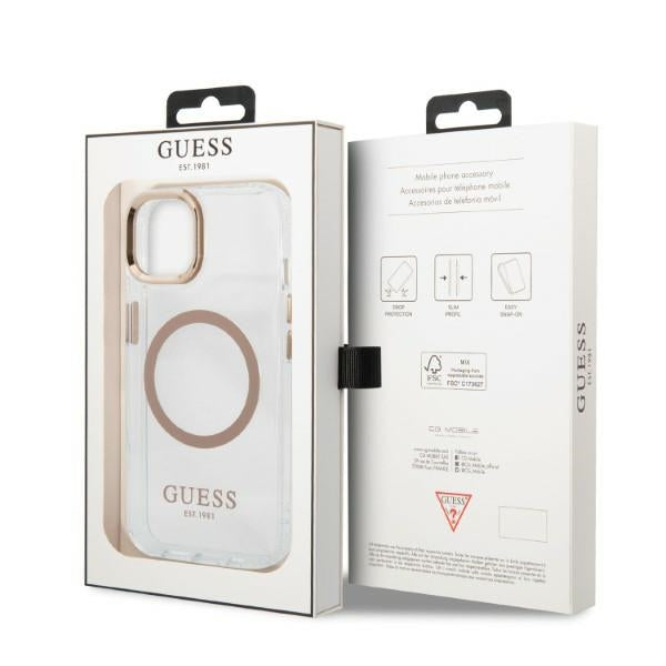 Guess Metal Outline MagSafe – dėklas iPhone 13 (skaidrus)