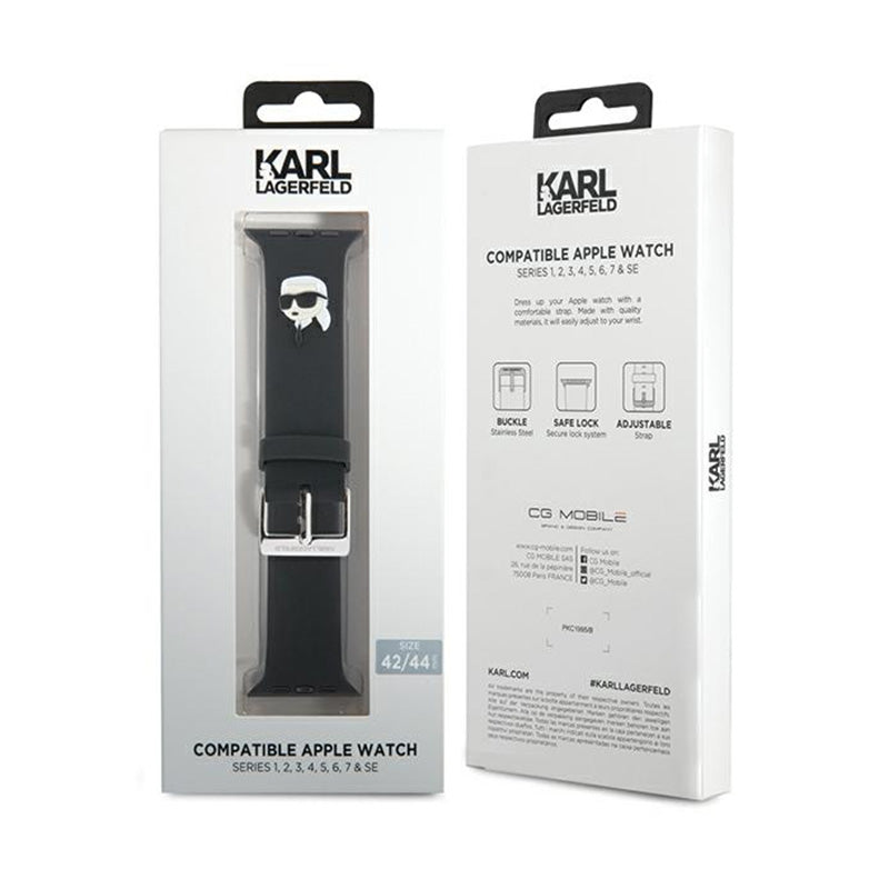Karl Lagerfeld 3D guminis Karl galvos NFT - Apple Watch 42/44/45/49 mm dirželis (juodas)