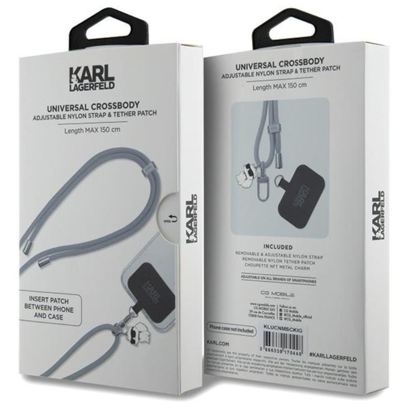 Karl Lagerfeld CBDY Cord - Universalus telefono dirželis (pilkas)