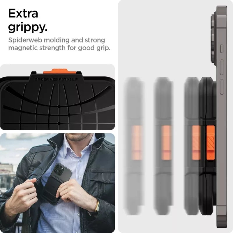 Spigen Lock Fit MagSafe – magnetinė piniginė (juoda)