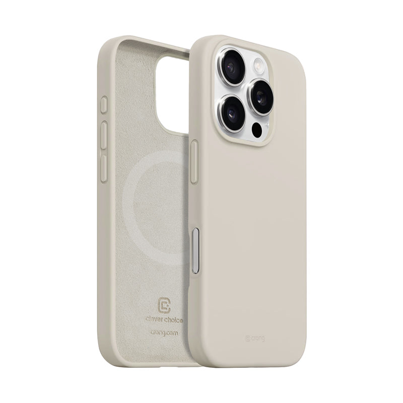 Crong Color Cover Magnetic - Dėklas, skirtas „iPhone 16 Pro“, suderinamas su „MagSafe“ (akmens smėlio)