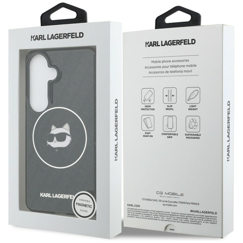 Karl Lagerfeld IML Pasikartota Choupette MagSafe - Samsung Galaxy S26 dėklas (juodas)