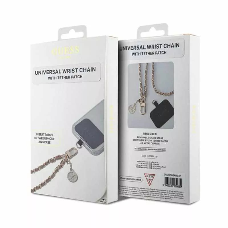 Guess Universalus rankinis dirželis Saffiano Chain 4G Charm – universalus telefono dirželis (rožinis)