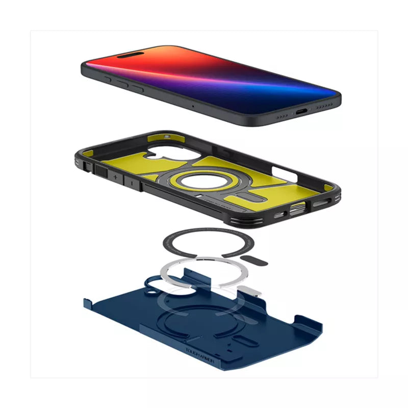 Spigen Tough Armor Mag MagSafe – dėklas, skirtas iPhone 16 (tamsiai mėlynas)