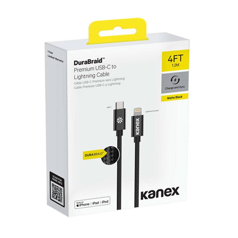 Kanex Premium DuraBraid USB-C to Lightning kabelis (sidabrinis)