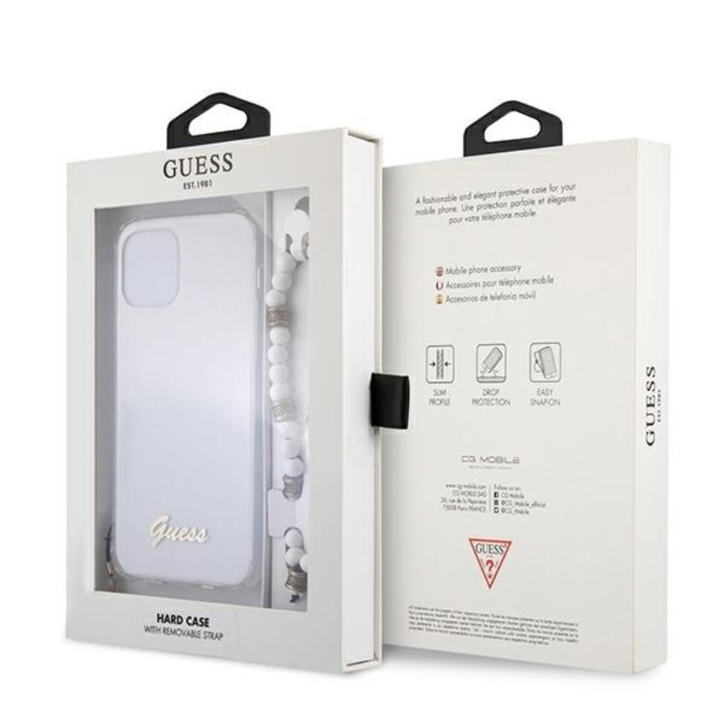 Guess White Pearl Strap - Dėklas iPhone 12 Pro Max (Skaidrus)
