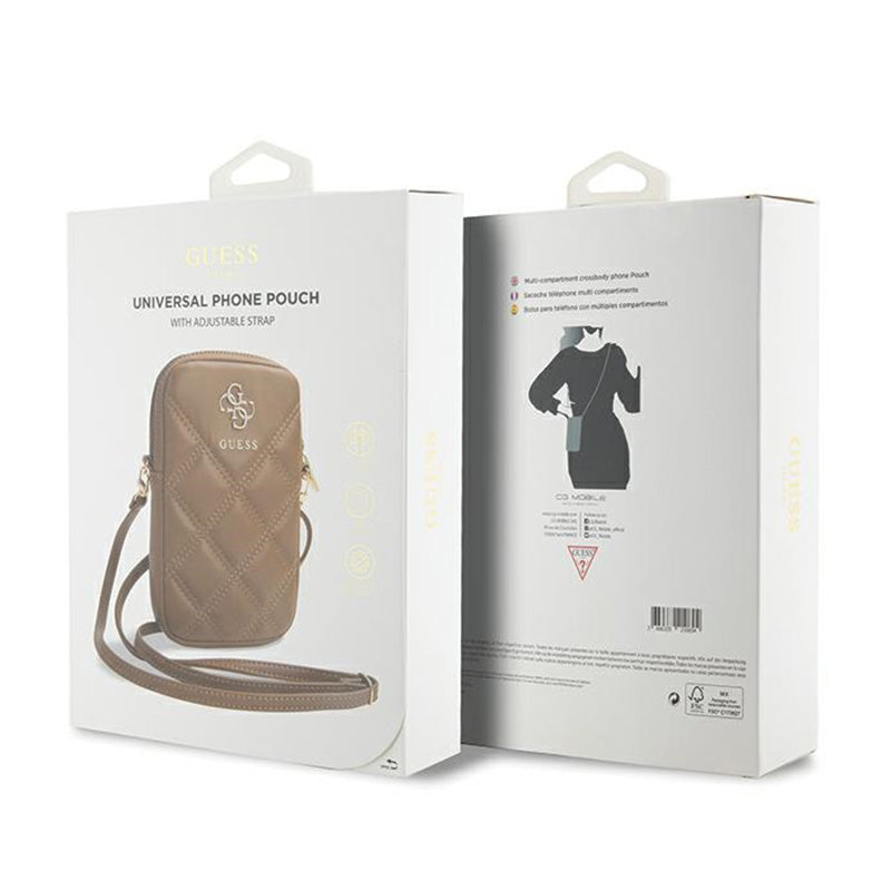 Guess Zip Quilted 4G - Telefono krepšys (rudas)