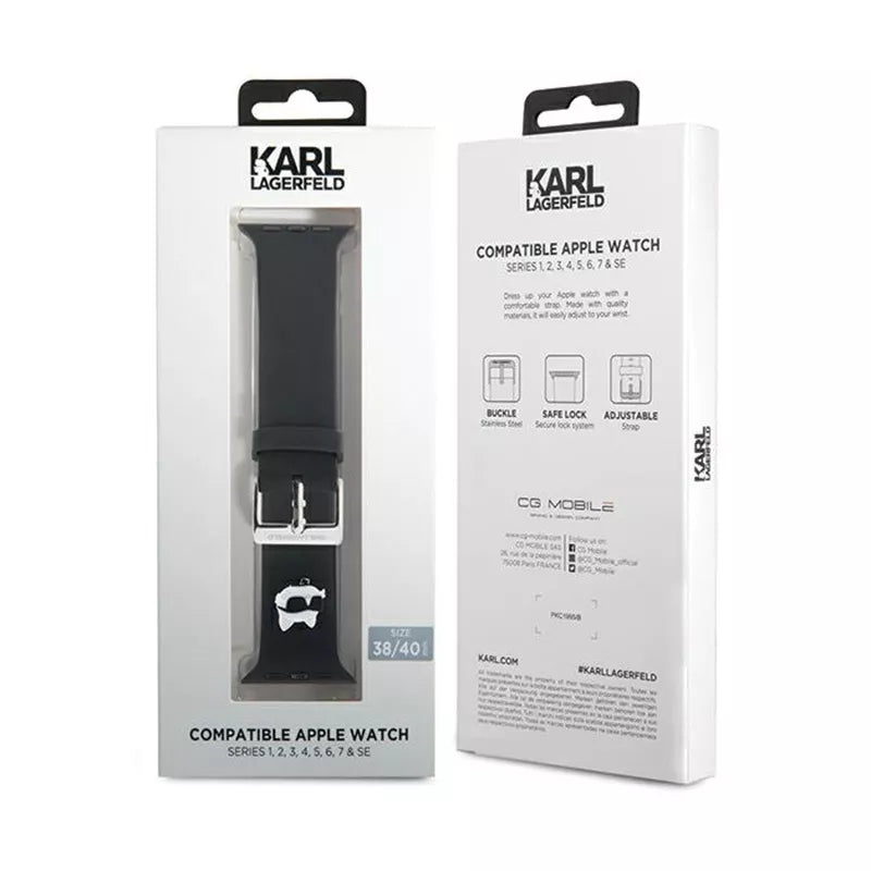 Karl Lagerfeld 3D Rubber Choupette Head NFT – „Apple Watch“ 38/40/41 mm apyrankė (juoda)