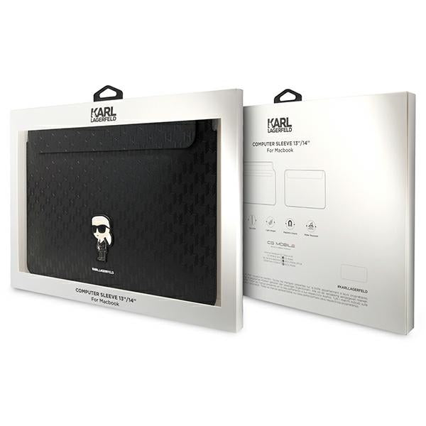 Karl Lagerfeld NFT Saffiano Monogram Ikonik Karl Sleeve – 14 col. nešiojamojo kompiuterio dėklas (juodas)