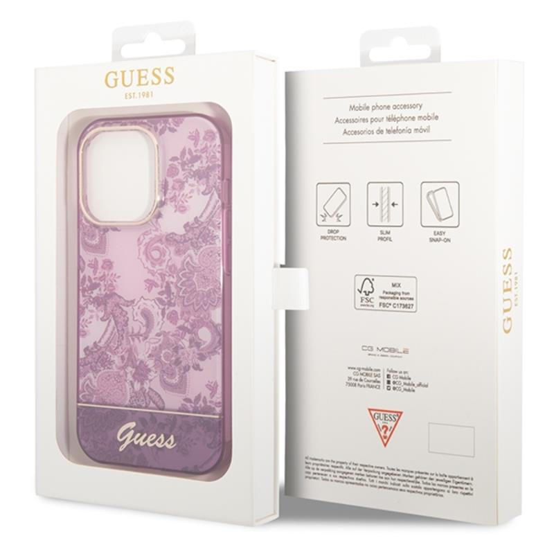 Guess Porcelain Collection – „iPhone 14 Pro Max“ dėklas (Fuksija)