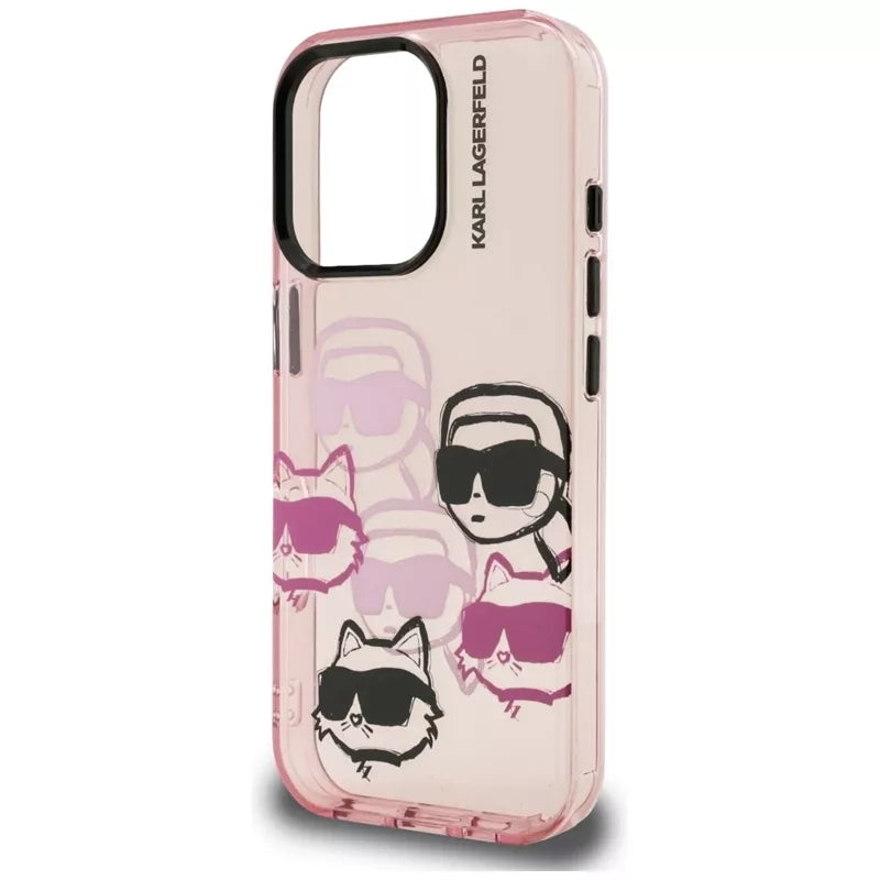 Karl Lagerfeld IML Multi K&C Galvų Raštas - Dėklas iPhone 16 Pro Max (rožinis)