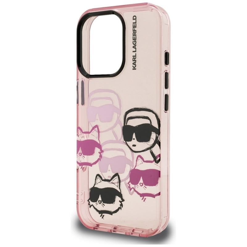 Karl Lagerfeld IML Multi K&C Galvų Raštas - Dėklas iPhone 16 Pro Max (rožinis)