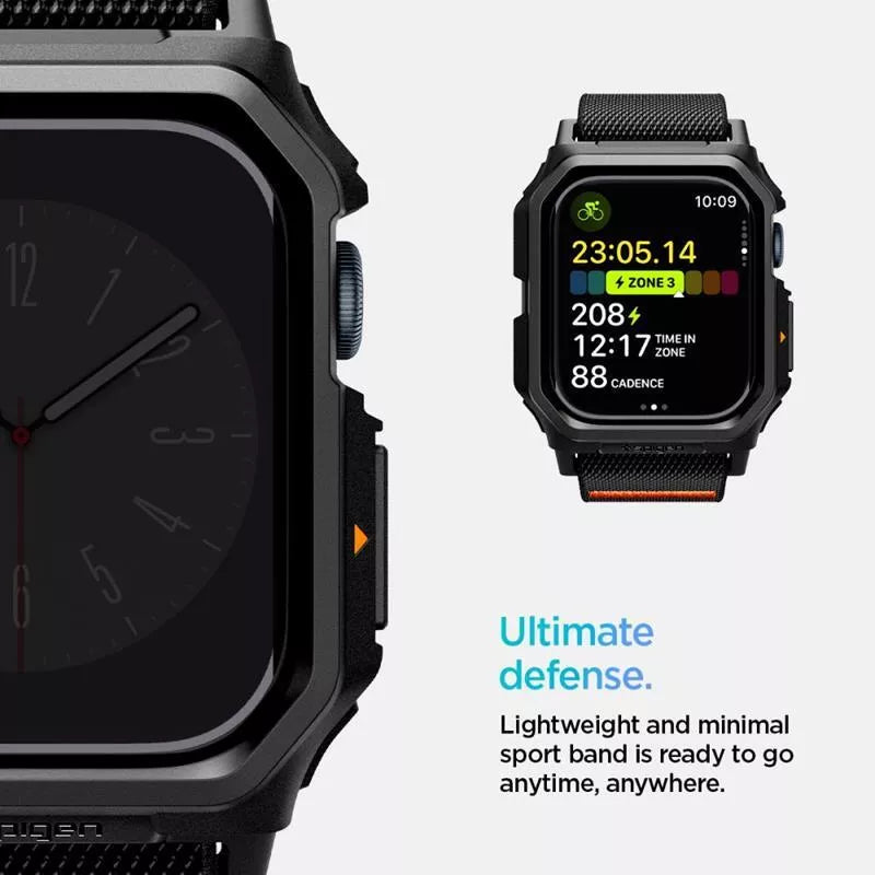 Spigen Lite Fit "Pro" - Dėklas su dirželiu skirtas Apple Watch 10 42 mm (Matinė juoda)