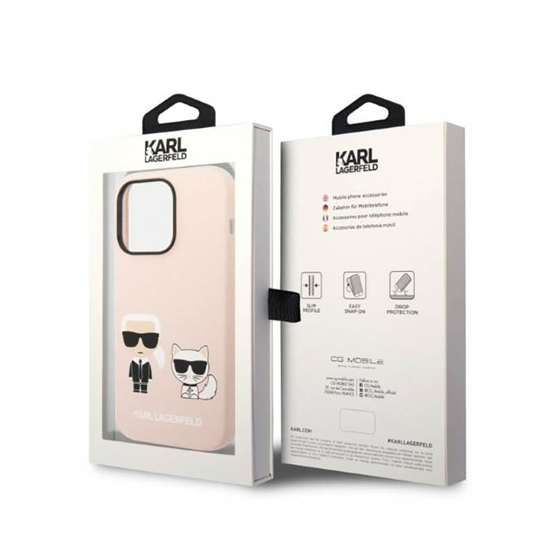 Karl Lagerfeld Liquid Silicone Karl & Choupette MagSafe – dėklas skirtas iPhone 14 Pro (rožinis)