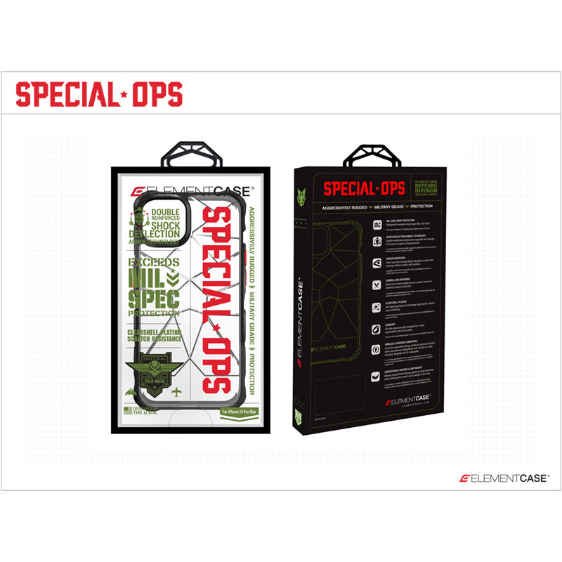 Element Case Special Ops X5 – dėklas iPhone 14 (karinio lygio apsauga nuo kritimo) (skaidrus/juodas)