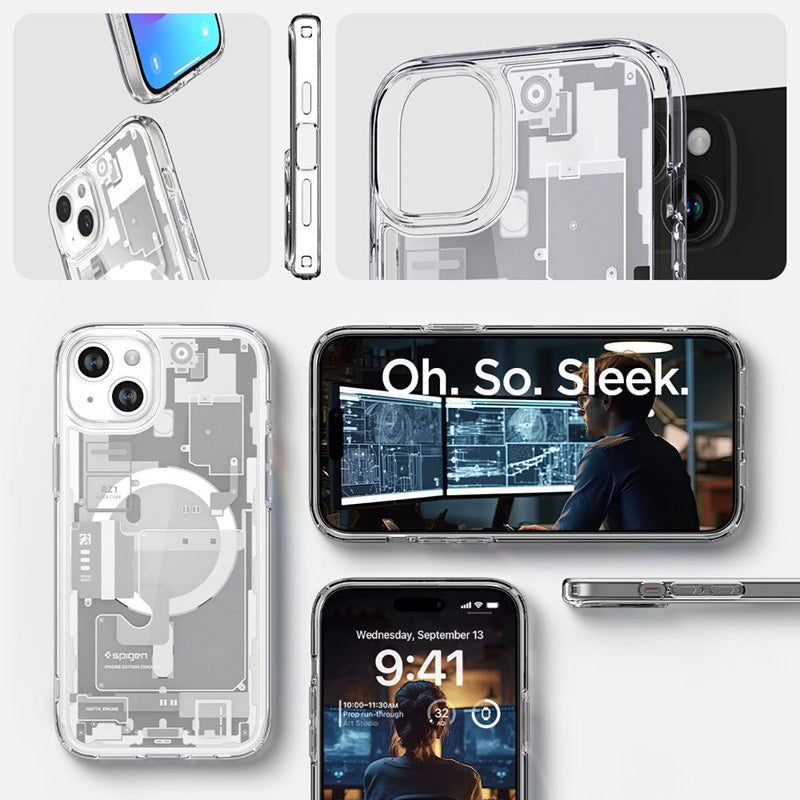 Spigen Ultra Hybrid MagSafe – dėklas, skirtas „iPhone 15 Plus“ (Zero One White)