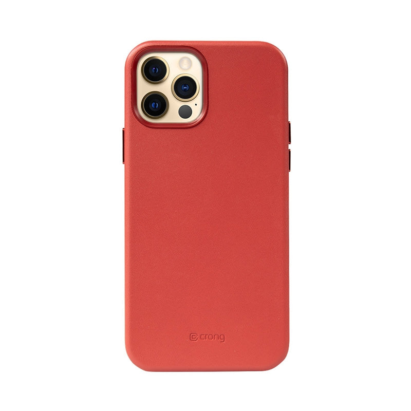 Crong Essential Cover - PU odos dėklas iPhone 12 / iPhone 12 Pro (Raudonas)