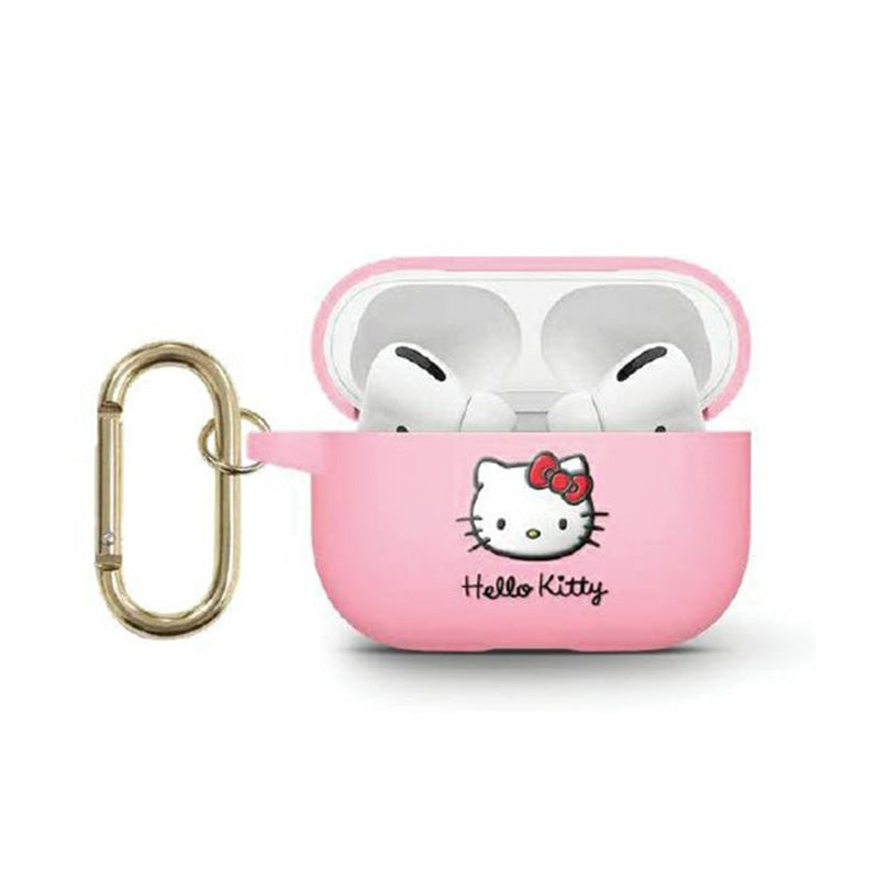 Hello Kitty Silikoninis 3D „Kitty Head“ dėklas, skirtas „AirPods 3“ (rožinis)