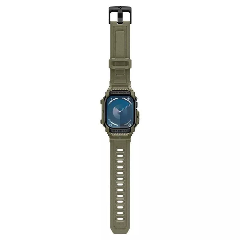 Spigen Rugged Armor Pro - Apyrankė su dėklu, skirta Apple Watch 10 46 mm (Vintage Khaki)