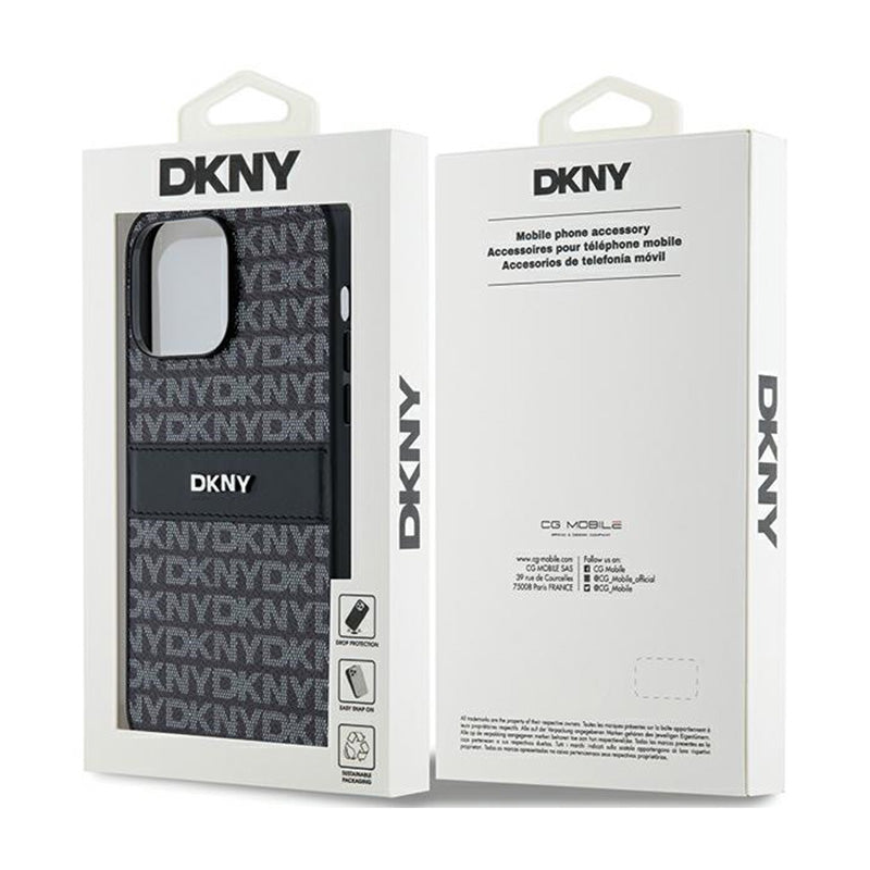 DKNY odinis „Mono Stripe & Metal Logo“ – „iPhone 14 Pro“ dėklas (juodas)