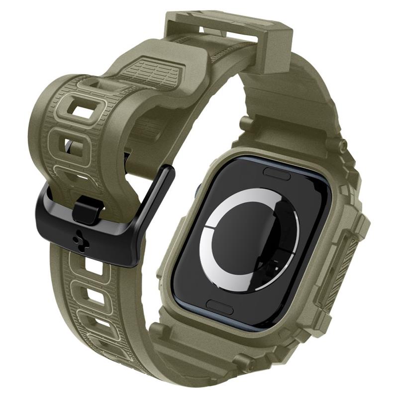 Spigen Rugged Armor Pro - Apyrankė su dėklu, skirta Apple Watch 10 46 mm (Vintage Khaki)
