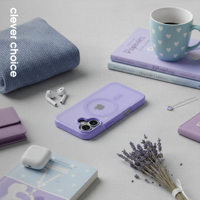 Crong Hybrid Matte Magnetic - MagSafe iPhone 17 dėklas (Levanda)