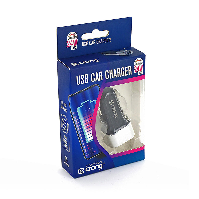 Crong Power automobilinis įkroviklis 24W - Automobilinis įkroviklis 2xUSB 2.4A (aliuminis)