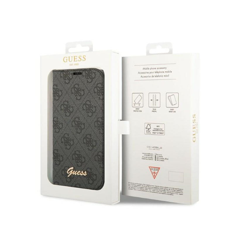 Guess 4G Metal Camera Outline atveriamas dėklas – dėklas iPhone 14 Pro (juodas)