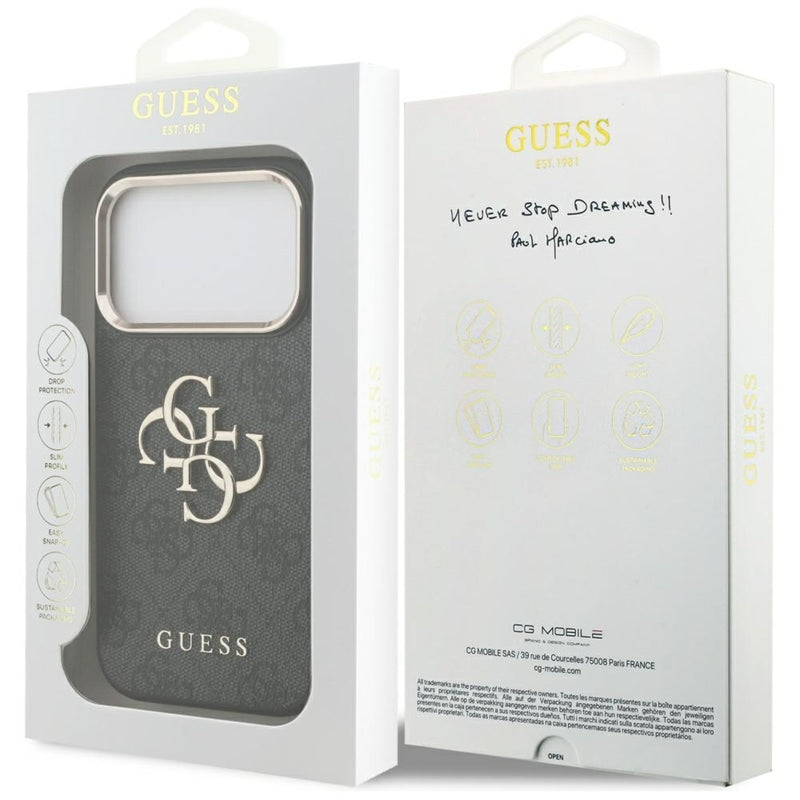 Guess 4G Big 4G Classic Logo - Dėklas iPhone 17 Pro (Juoda / Auksinė)