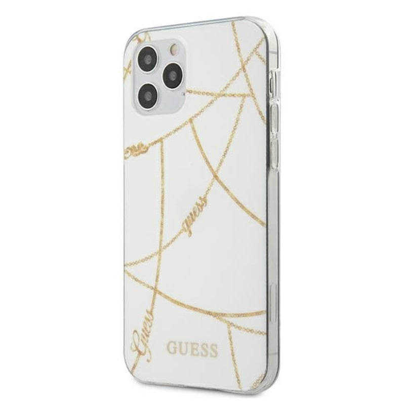 Guess Gold Chain – dėklas iPhone 12 Pro Max (baltas)