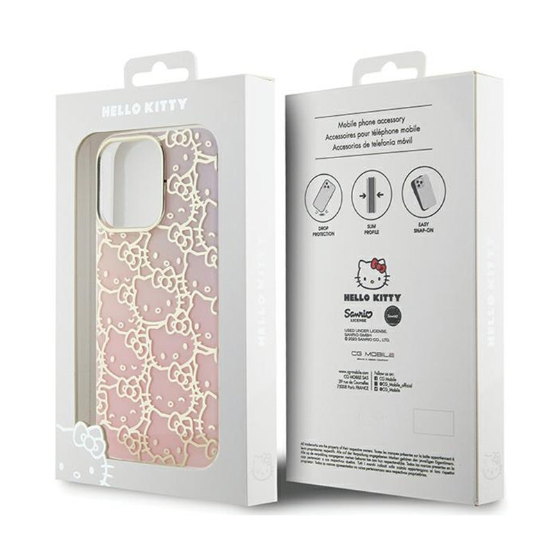 Hello Kitty IML gradiento elektropavojingas „Crowded Kitty Head“ – dėklas, skirtas „iPhone 14 Pro Max“ (rožinis)