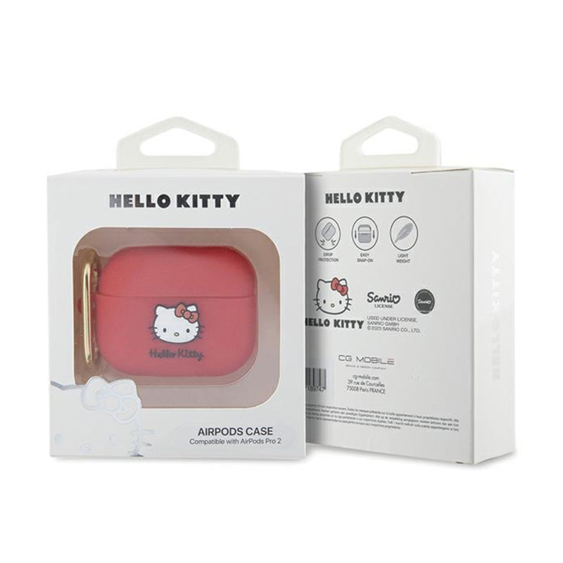 Hello Kitty silikoninis 3D „Kitty“ galvos dėklas, skirtas „AirPods Pro 2“ (fuksija)