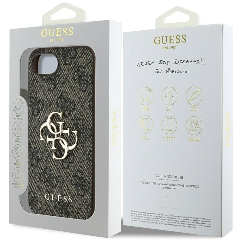 Guess 4G Big Logo – dėklas iPhone 16e (rudas)