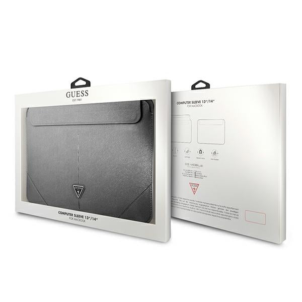Guess Saffiano Triangle Logo dėklas – nešiojamojo kompiuterio dėklas 13" / 14" (sidabrinis)
