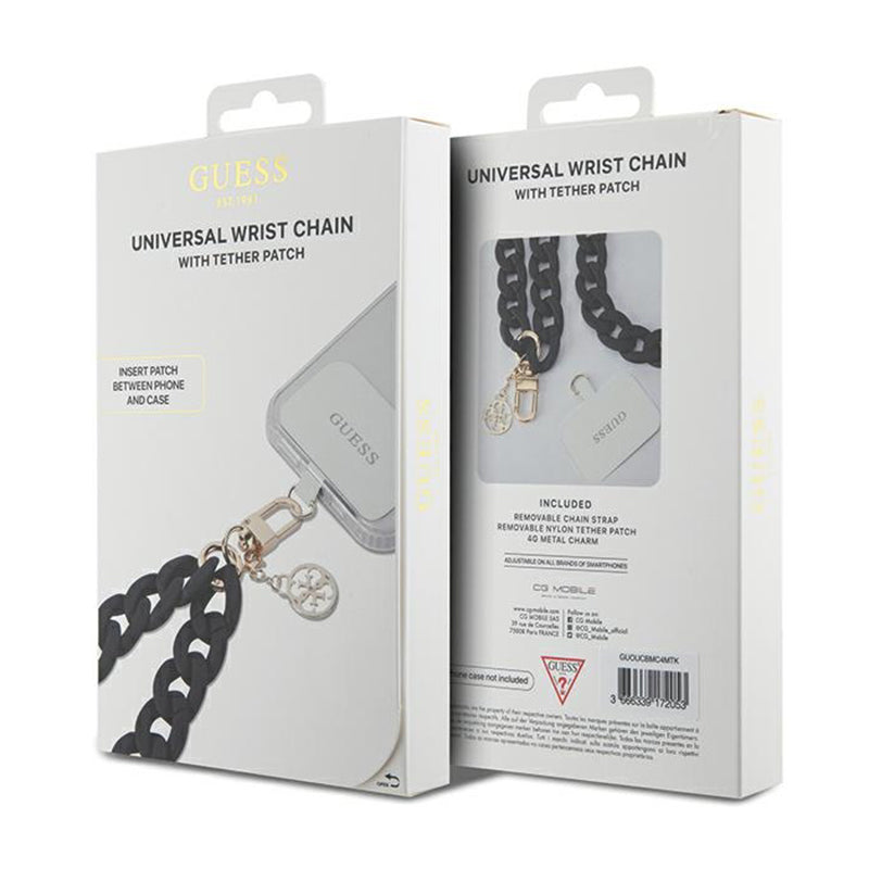 Guess Universal Big Hand Strap Acrylic 4G Charm – universalus telefono dirželis (juodas)