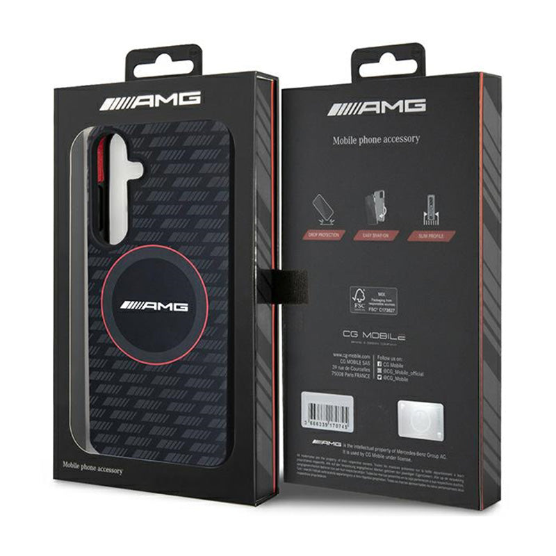 AMG Silikoninis dėklas su anglies raštu ir MagSafe, skirtas Samsung Galaxy S24 (juodas)