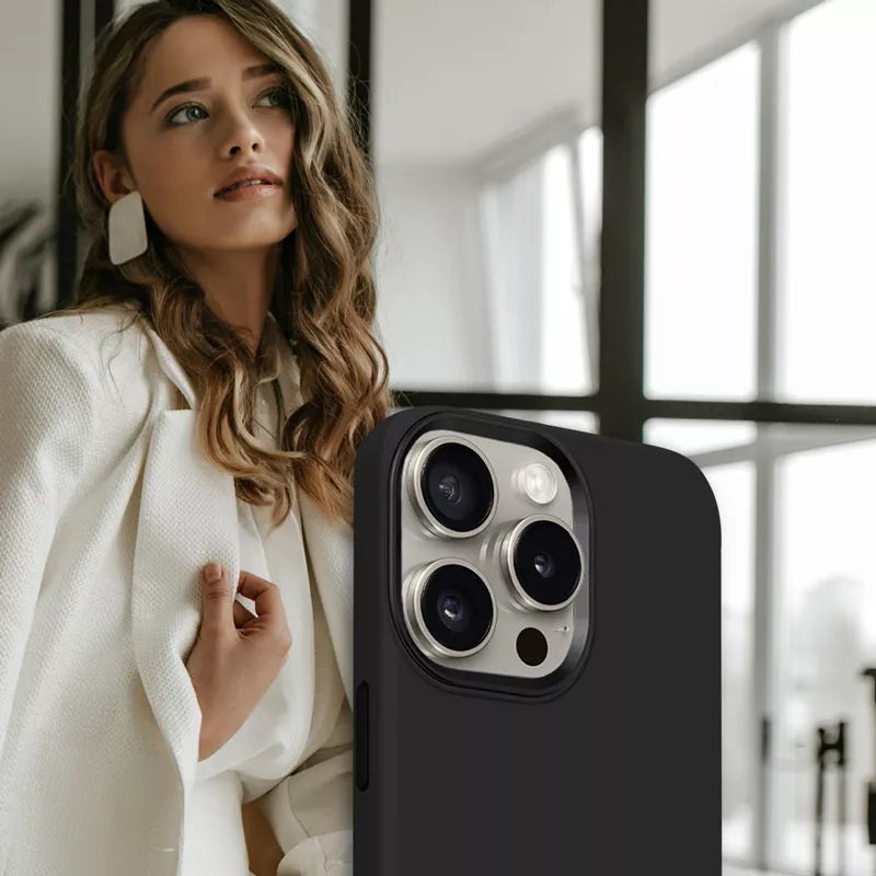 Crong Color Cover LUX Magnetic – dėklas skirtas iPhone 15 Pro su MagSafe (Juodas)