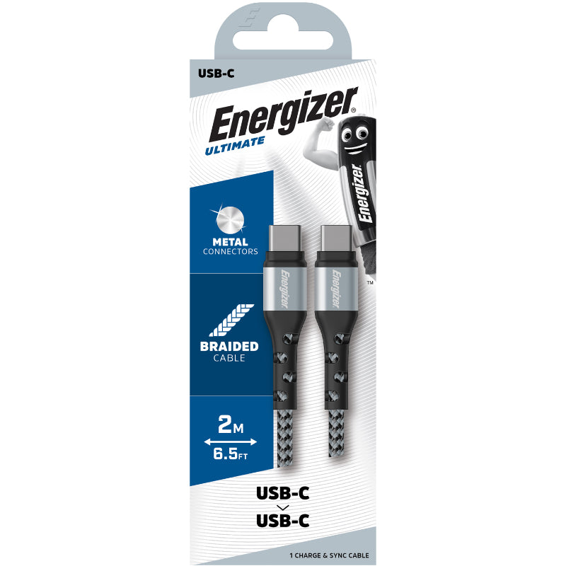 Energizer Ultimate – USB-C į USB-C jungiamasis laidas 2m (Sidabrinis)
