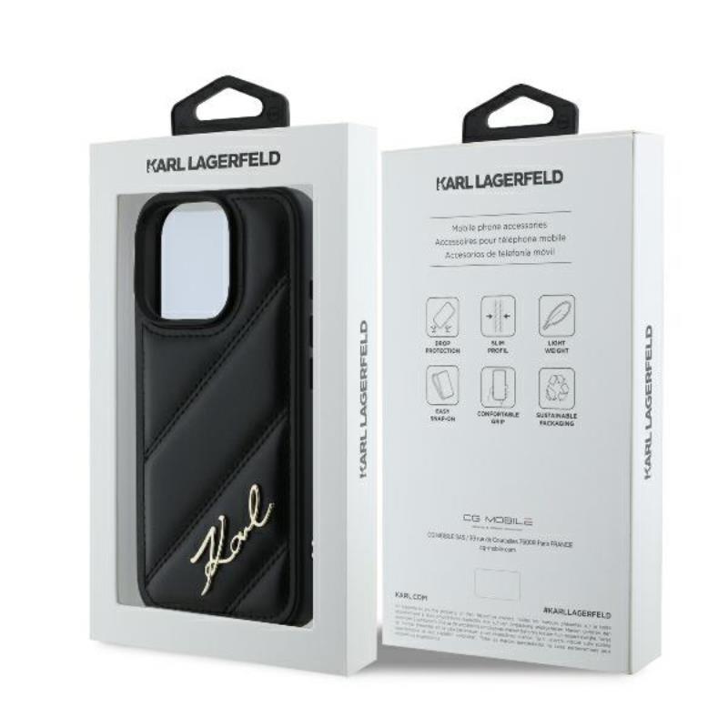 Karl Lagerfeld Quilted Signature – Dėklas iPhone 16 Pro Max (juodas)