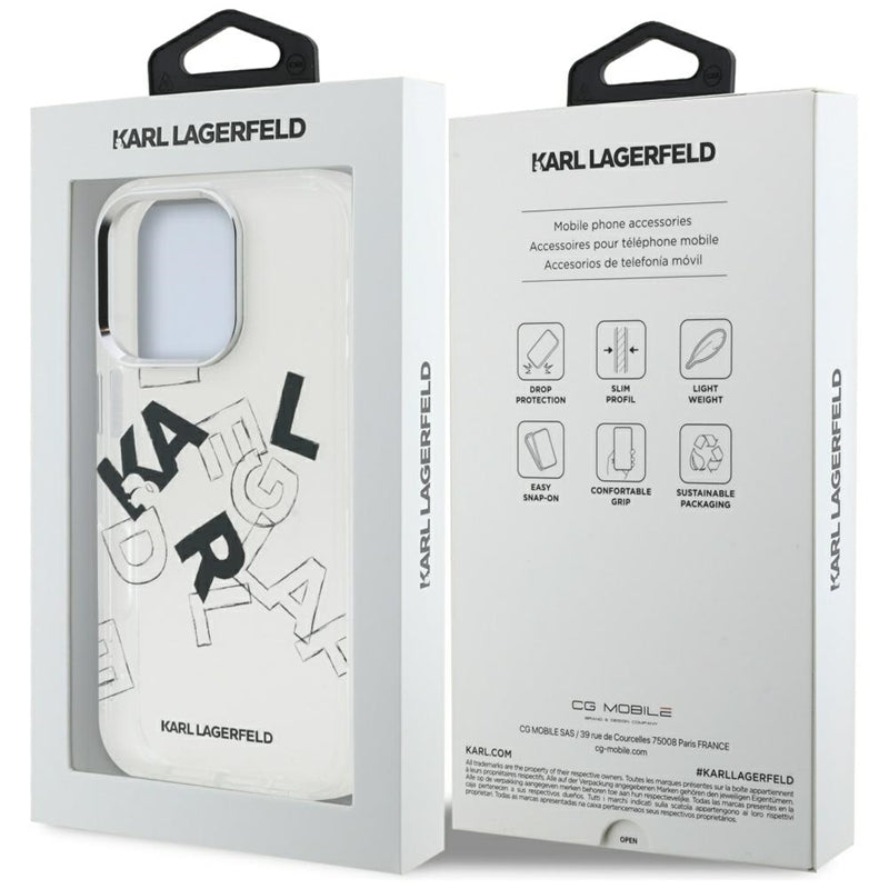 Karl Lagerfeld IML Piešinio Stiliaus Grafika - Dėklas iPhone 16 Pro (skaidrus)