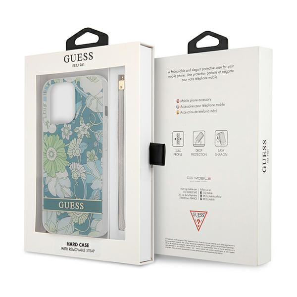 Guess Flower Cord – dėklas, skirtas iPhone 13 Pro Max (žalias)