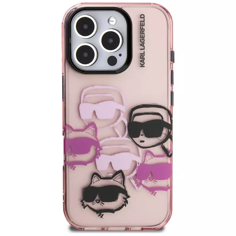 Karl Lagerfeld IML Multi K&C Galvų Raštas - Dėklas, skirtas iPhone 16 Pro (rožinė)