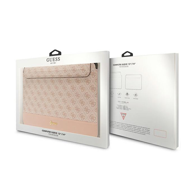 Guess 4G Stripe metalinis logotipas kompiuterio dėklas – 14" nešiojamojo kompiuterio dėklas (rožinis)