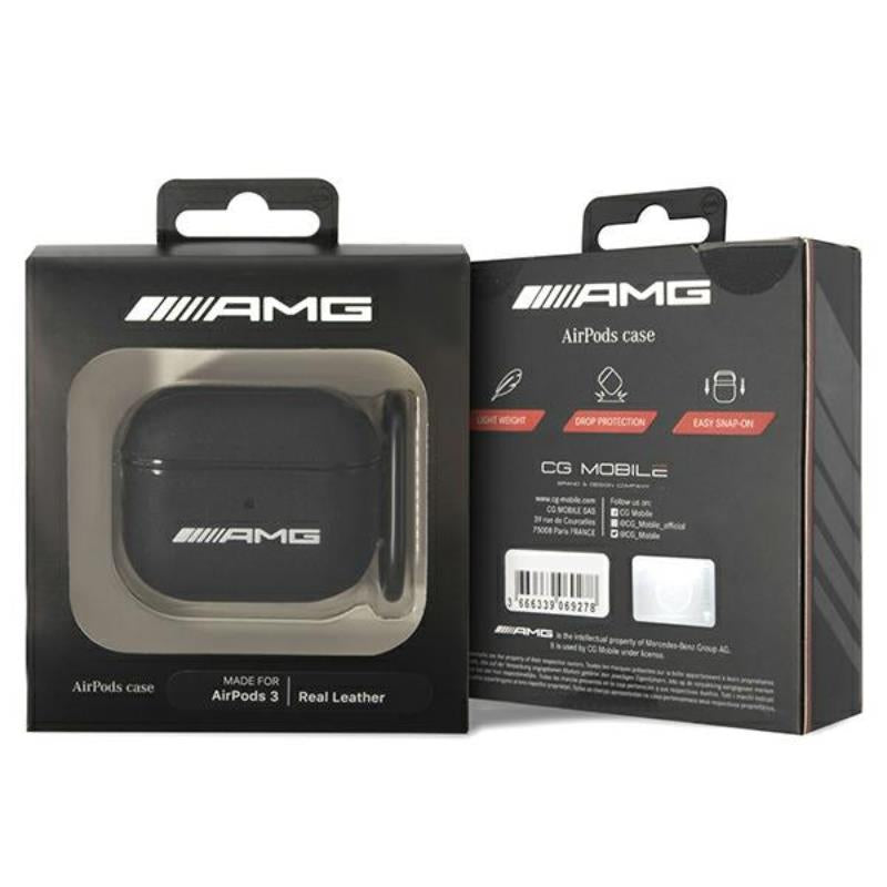 AMG Leather Big Logo – dėklas „Apple AirPods 3“ (juodas)
