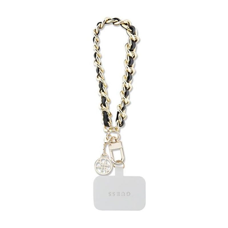 „Guess“ Universal Hand Strap Saffiano Chain 4G Charm - Universalus telefono dirželis (juodas)