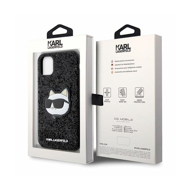 Karl Lagerfeld NFT Glitter Choupette Patch – dėklas iPhone 11 (juoda)